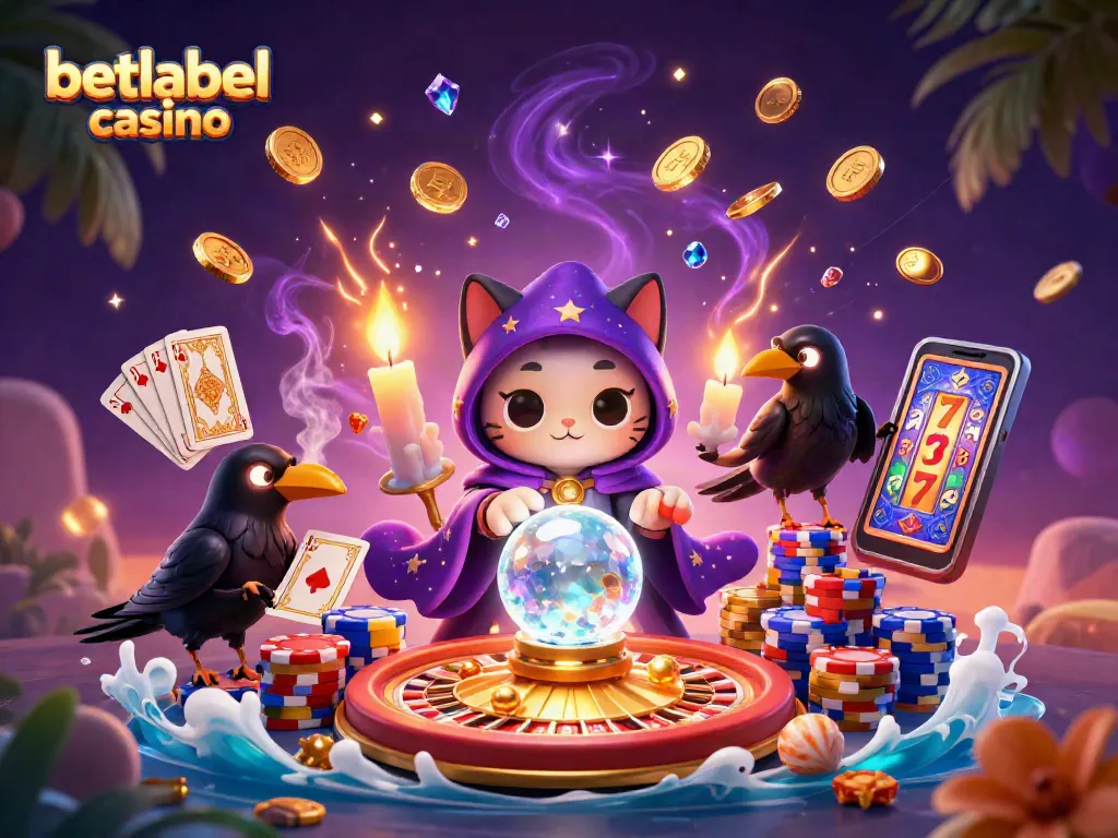 Experience the excitement of betlabel casino with vibrant characters and games in a magical 3D scene.