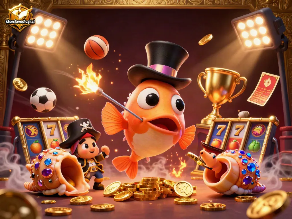 Experience the thrill of stoeckerecological's immersive casino with vibrant golden coins and animated slot themes.